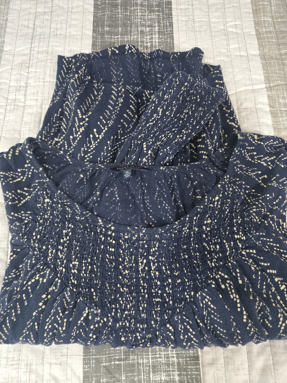Lucky Brand Navy Peasant Blouse‎ XL